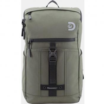 Mochila urbana DISCOVERY Shield - Mochila de poliéster reciclado en verde con bolsillo RFID y espacio para portátil, ideal para uso diario.