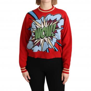 Dolce & Gabbana Red Knitted Cashmere Cartoon Top Sweater - IT40|S, Round-neck Knitwear, female, Red, Size: XS