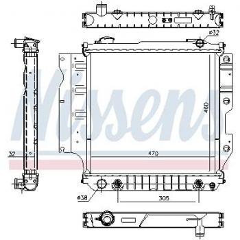 Radiador NISSENS 60993 para refrigeración del motor, compatible con diversas marcas y modelos de vehículos, fabricado en aluminio y plástico, con capacidad de enfriamiento óptima, diseño ligero y fácil instalación
