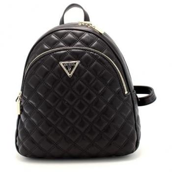 Mochila Guess Giully Flap Negra, Casual, Poliuretano, 2 Compartimentos