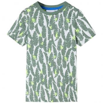 Camiseta infantil crudo y verde hiedra oscuro 104