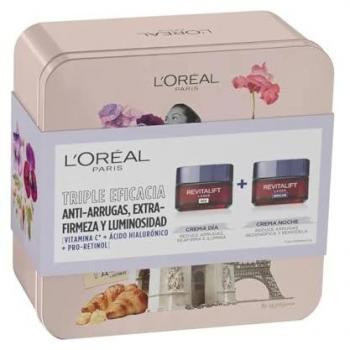 L'Oréal París Revitalift Laser Estuche Crema de Día 50 ml + Crema de Noche 50 ml, incluye mascarilla sérum refrescante con ácido hialurónico para ojos 11 gr, cofre anti-arr