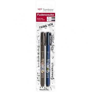 Tombow WS-BHS-2P Fudenosuke - Bolígrafo de punta dura y suave, color negro