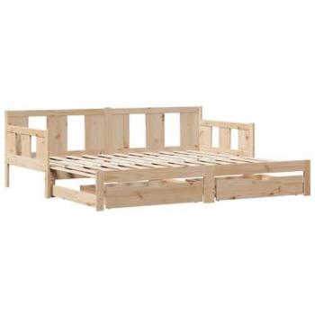 Sofá cama nido con cajones madera maciza de pino 90x200 cm Marrón