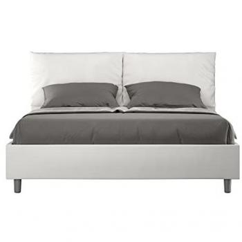Cama sin somier 160x200 cm tapizada en cuero sintético blanco Antea
