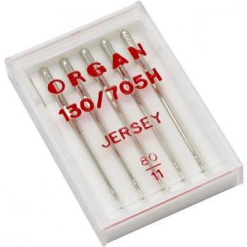 Alfa Jersey 80 - Estuche de 5 agujas Jersey 130/705 - Nº80, acero inoxidable