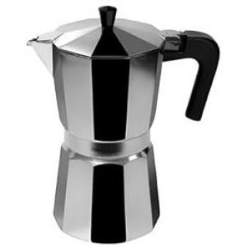 Cafetera de aluminio Pisa para 9 tazas, fabricada en aluminio resistente, diseño clásico, capacidad para preparar hasta 9 tazas de café, sistema de extracción por presión, apta para todo tipo de cocinas excepto inducción