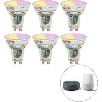 Set de 6 bombillas LED inteligentes GU10 RBGW 4,5W 350 lm 2700K