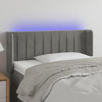 Cabecero LED de terciopelo gris claro 103x16x78/88 cm