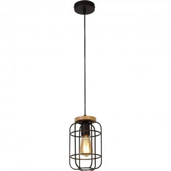 Lámpara colgante industrial Cage II 1 luz E27 en color negro y marrón
