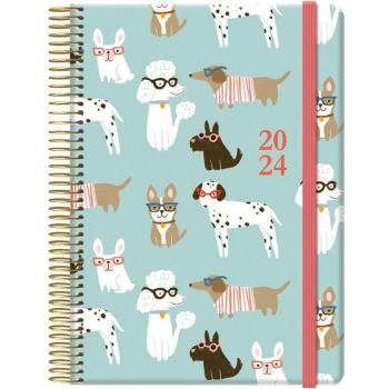 Agenda Espiral Dohe 15x21 cm Día Página Cute Dogs 2024 Multicolor Castellano