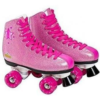 Saica- Patines de Bota con Cordones, Color Rosa Purpurina, 33