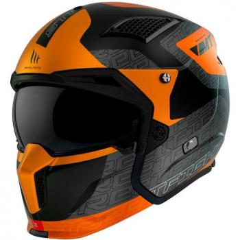 Casco Trial Convertible MT Helmets Streetfighter SV S Totem Gris / Naranja con Mentonera Amovible