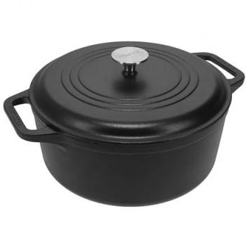 Horno Holandés Victoria 27cm Inducción Hierro Fundido Esmaltado 5,7L Sin PTFE ni PFOA Negro