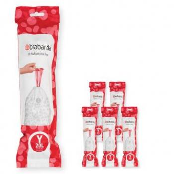 Brabantia PerfectFit Trash Can Liners Code Y, 20 litre Multipack of 120 bags (5.3 Gal.)