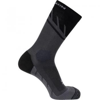 Calcetines de running Salomon Speedcross Ankle Negro/Magnet/Quarry, talla L, diseñados para ofrecer comodidad y soporte durante la práctica de running
