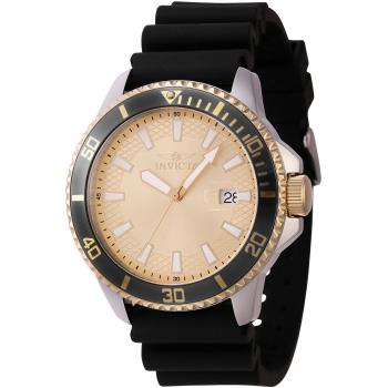 Reloj de pulsera Invicta Pro Diver 46135 - Cuarzo - Acero inoxidable - Correa de silicona negra - Dial en latón color oro amarillo - Hombre/unisex