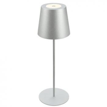 Lámpara de mesa LED recargable Coloris 7508014 cromo mate 2.700 K IP44 Touchdim