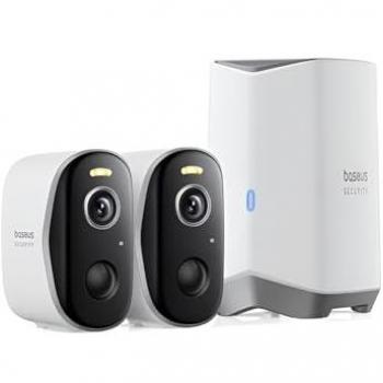 Baseus N1 Plus Outdoor 2K Security Camera System - Wi-Fi, Night Vision, Weatherproof, 2-Cam Kit
