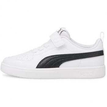 Zapatillas Puma Rickie AC para niños con velcro en color blanco y negro - Talla 24 EU