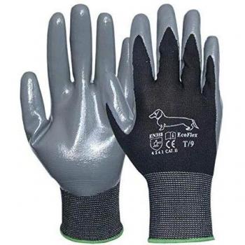 Ruvigrab Guantes soporte poliéster, recubrimiento nitrilo, negro, 1 par