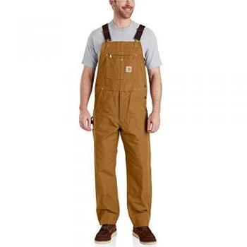 Carhartt Mono Largo Logo Bib Overall Peto en Algodón de Lona Corte Ligeramente Holgado Marrón W30 / L30