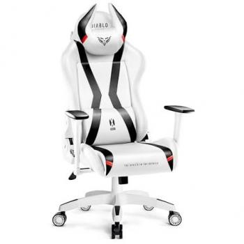 Silla Gaming Diablo X-Horn 2.0 Blanca-Negra, Talla Normal, Ergonométrica, Reclinable 160° con Apoyabrazos 3D