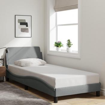 Cama con cabecero de tela gris claro 90x190 cm Vidaxl