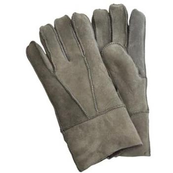 Infinity Leather Unisex Grey Sheepskin Suede Gloves with Adjustable Cuff - Size Small