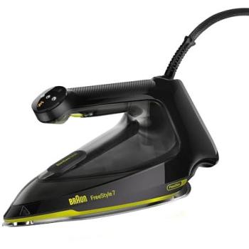 Plancha de Vapor Braun FreeStyle 7 FI7255GR, 2000 W, 250 g/m, Diseño Ergonómico y Turbo, Negro y Verde