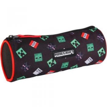 Minecraft TNT Cylindrical Pencil Case - 8 x 22 x 8 cm - Colorful Design with Zip Closure