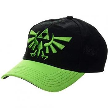 Bioworld EU Nintendo Legend of Zelda Embroidered Hyrule Crest Logo Curved Bill Baseball Cap, Black/Green