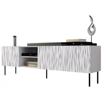 Mueble TV Charlotte K103, 190 x 60 x 41 cm, Blanco + Negro, con diseño moderno y elegante
