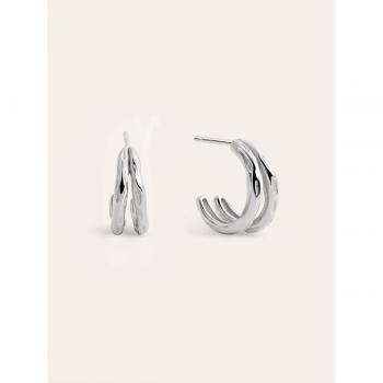 Pendientes Aro Claw de Plata Bañados en Rodio Singularu - Elegantes Joyas para Mujer