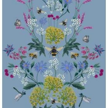 Joules Perfect Pollinators Haze Blue Matte Non Woven Removable Paste the Wall Wallpaper - 10m x 52cm