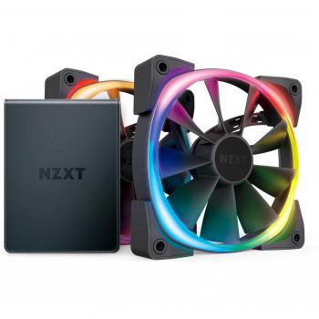 NZXT AER RGB 2 - 120 mm - Personalizaciones de iluminación avanzadas - Puntas Winglet - Ventilador LED RGB PWM para Hue 2 - Paquete doble + Controlador de iluminación Hue 2