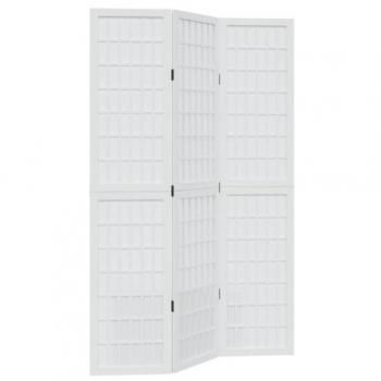Biombo separador de 3 paneles madera maciza Paulownia blanco