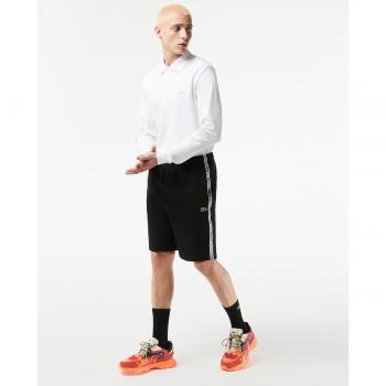 Pantalón Corto Lacoste GH5074-00 de Franela de Algodón para Hombre en Negro y Blanco