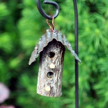 Miniatura Jardín de hadas del bosque de la casa del pájaro con gancho