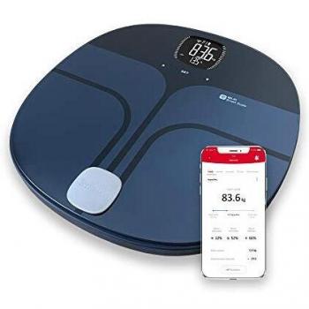Báscula Digital de Baño Terraillon Master Coach Azul y Negro con Conexión WIFI e Impedanciómetro para Análisis de Peso, Grasa, Músculo, Agua y Masa Ósea - Capacidad 180 kg
