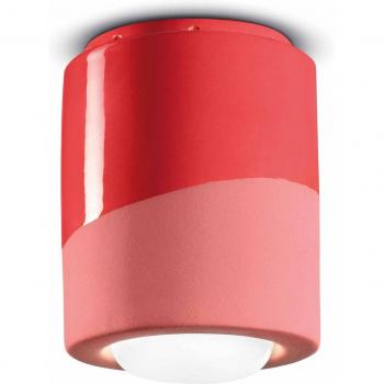 Lámpara de Techo Cilíndrica Ferroluce PI Ø 12,5 cm Color Rojo