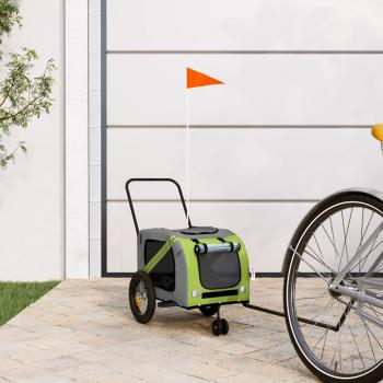 Remolque de bicicleta para mascotas de hierro y tela Oxford en color verde y negro