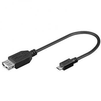 Goobay 0.2m USB 2.0 A/Micro-B 0.2m USB A Micro-USB B Macho Hembra Negro - Cable USB