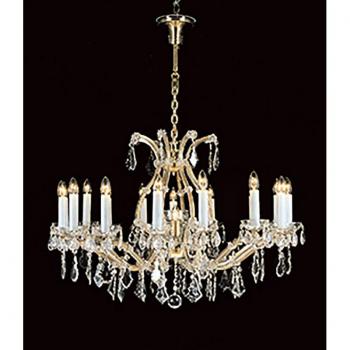 Candelabro de cristal dorado Karlova con 17 bombillas y 65 cm de altura