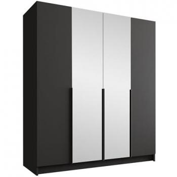 Armario Atlanta 198, Negro, 215x200x58cm, Puertas con Bisagras