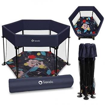 LIONELO Roel parque infantil bebe de 6 meses a 15 kg Cubiertas antideslizantes para las patas forma hexagonal