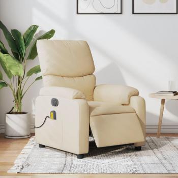 Silla reclinable eléctrica de masaje en tela color crema Vidaxl