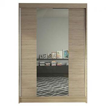 Armario Corredero Atlanta 148 con Espejo, Roble Sonoma, 120 x 200 x 58 cm, 5 Estantes