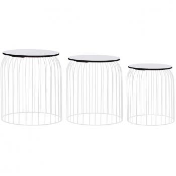vidaXL 3-Piece White Coffee Table Set