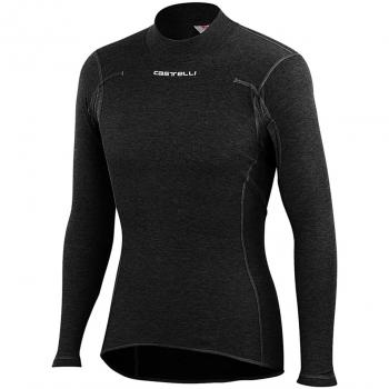 Camiseta Interior Castelli Flanders Warm de Manga Larga en Color Rosso Corsa y Negro, Talla XL